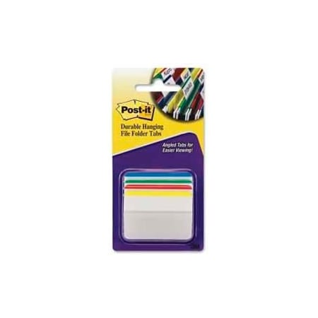 3M Post-it Durable Hanging File Folder Tabs, 2" Angled Lined, Primary Colors, 24 Tabs/Pack 686A1